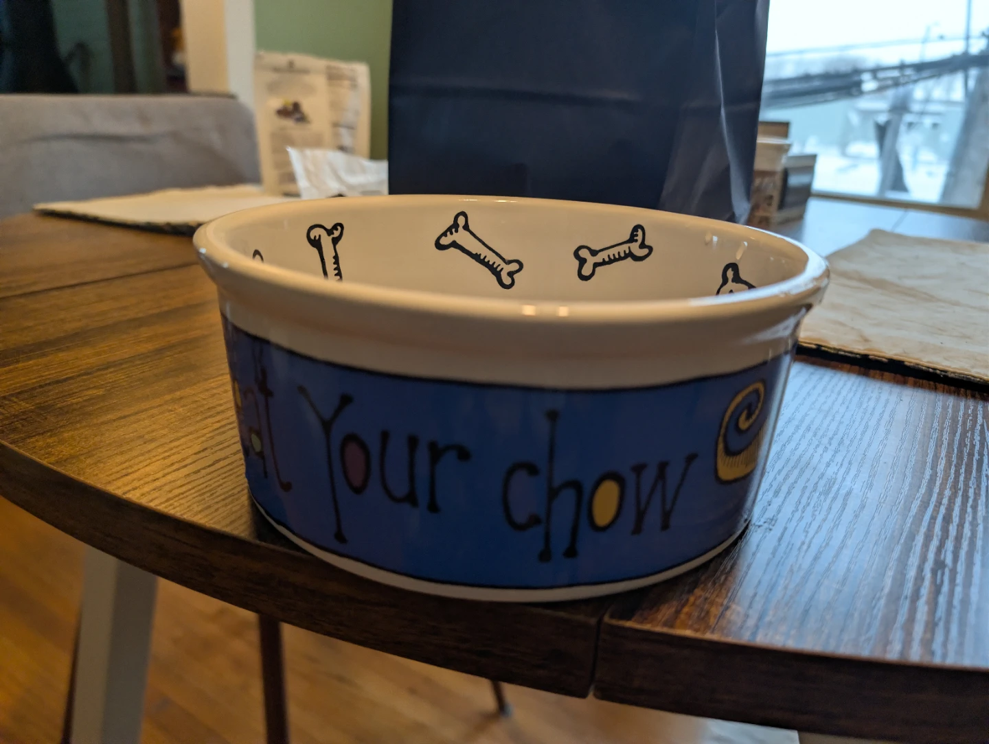 Ceramic Dog Bowl - Eat Your Chow
