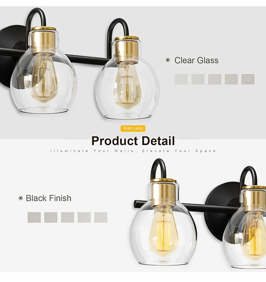 Black Gold Vanity Light - photo 3