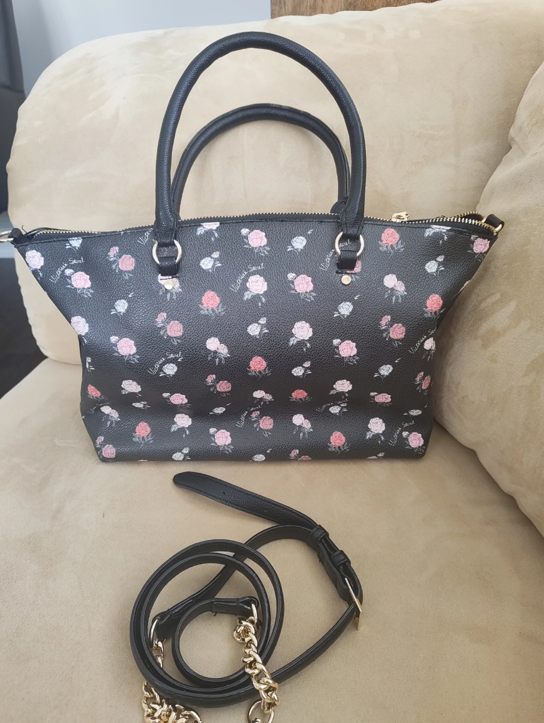 Victoria's Secret Black Floral Tote Bag - photo 2