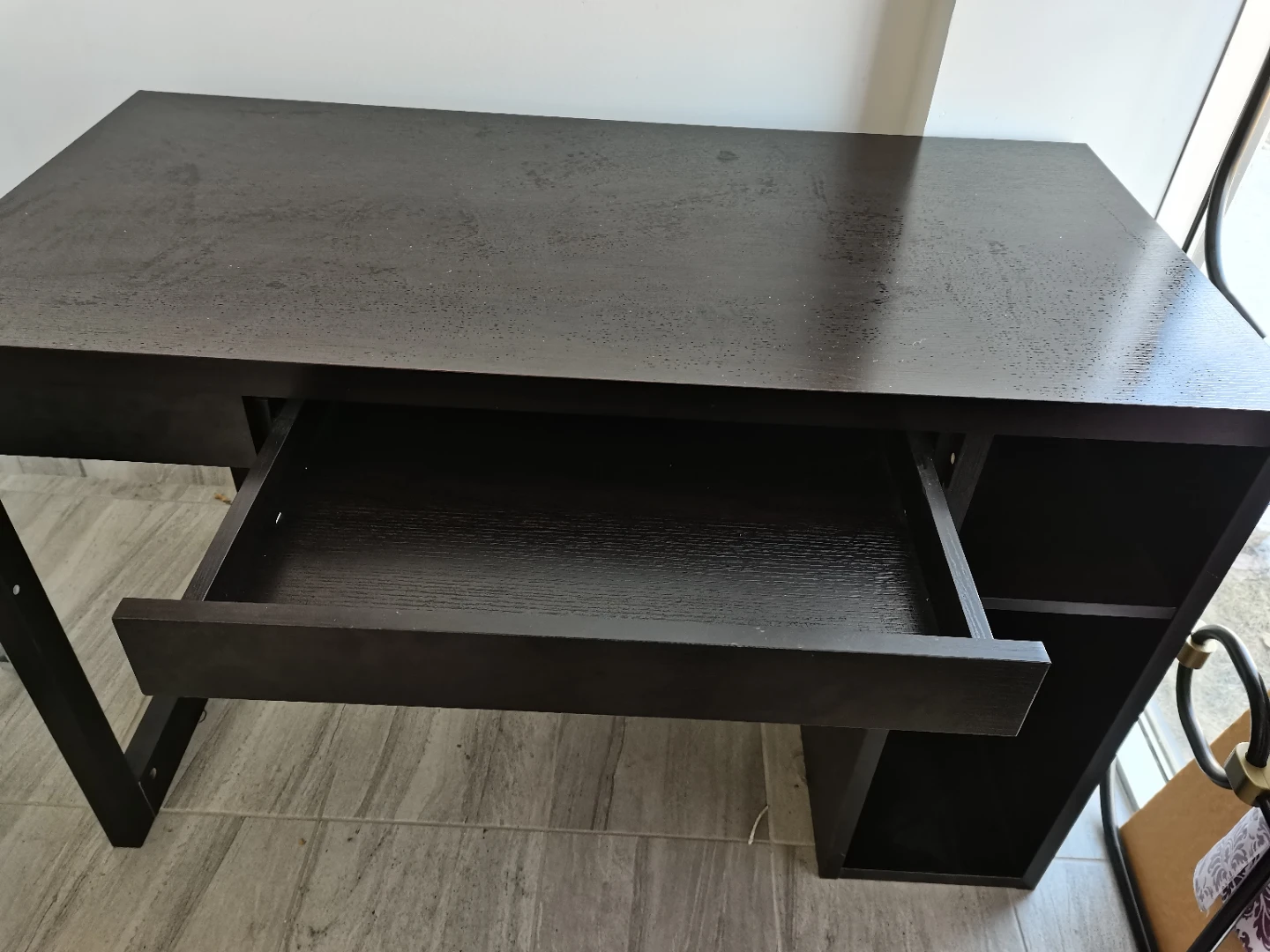 modern sleek writing desk, drawer shelf (47.5"x23.5"x30h) - photo 4