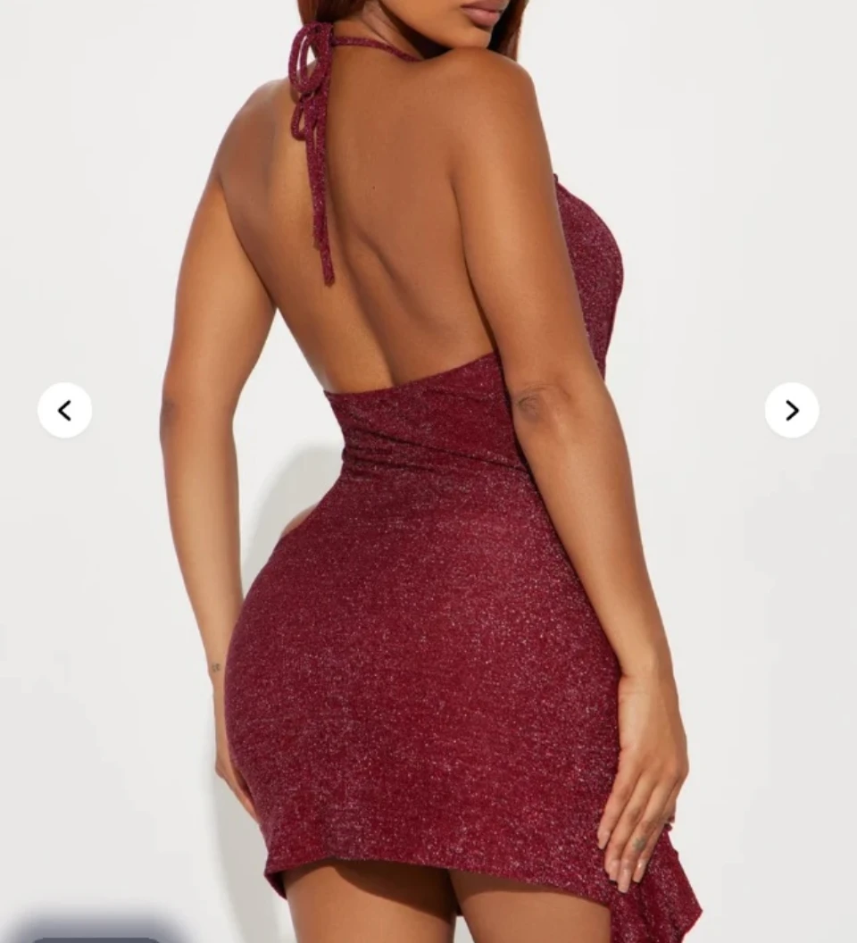 Fashion Nova Lola Metallic Mini Dress - Wine - photo 4