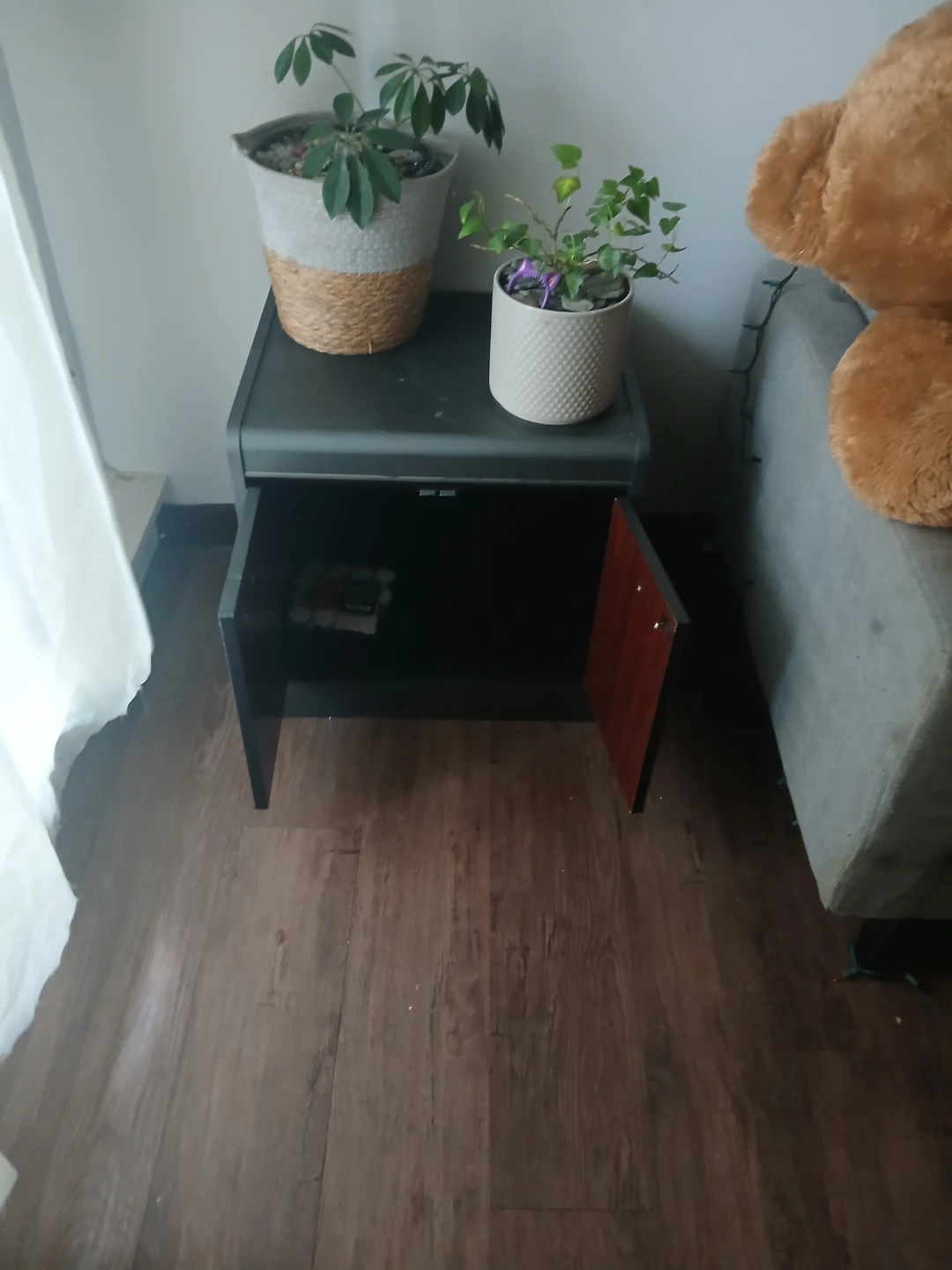 Black Side Table with Cabinet - photo 3