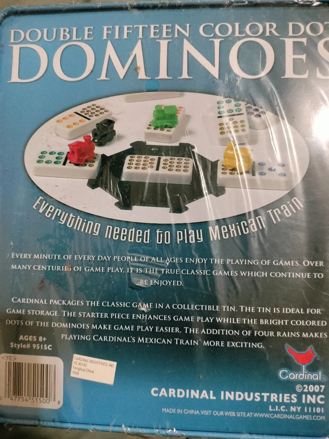 Cardinal Double Fifteen Color Dot Dominoes Mexican Train