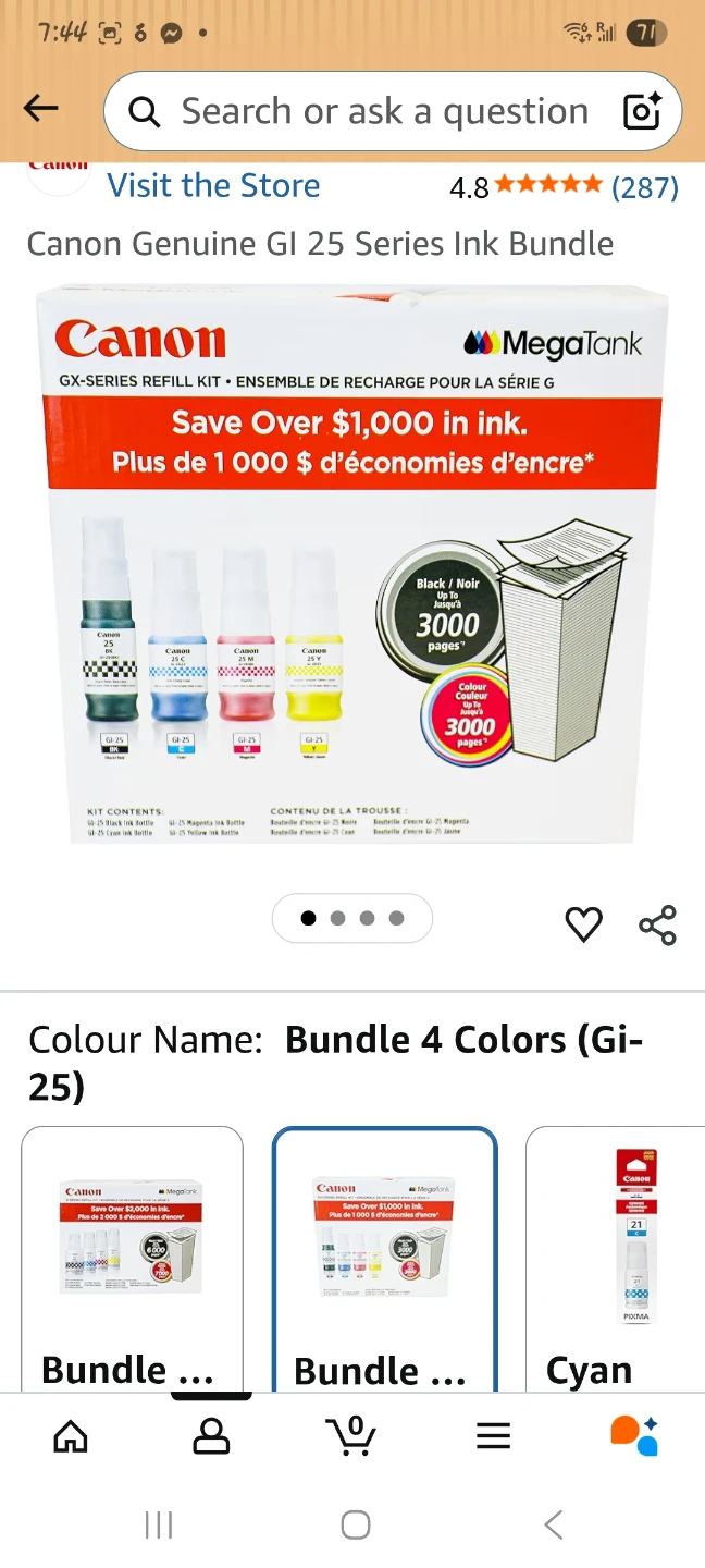 Canon GI-25 MegaTank Ink Bundle - 4 Colors 🌱