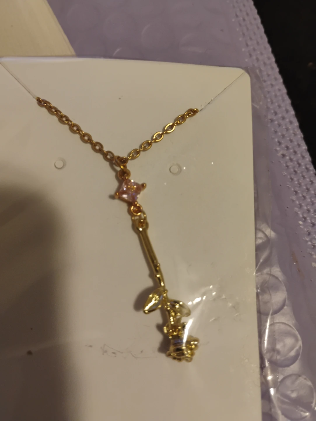 Gold Rose Pendant Necklace - New - photo 2