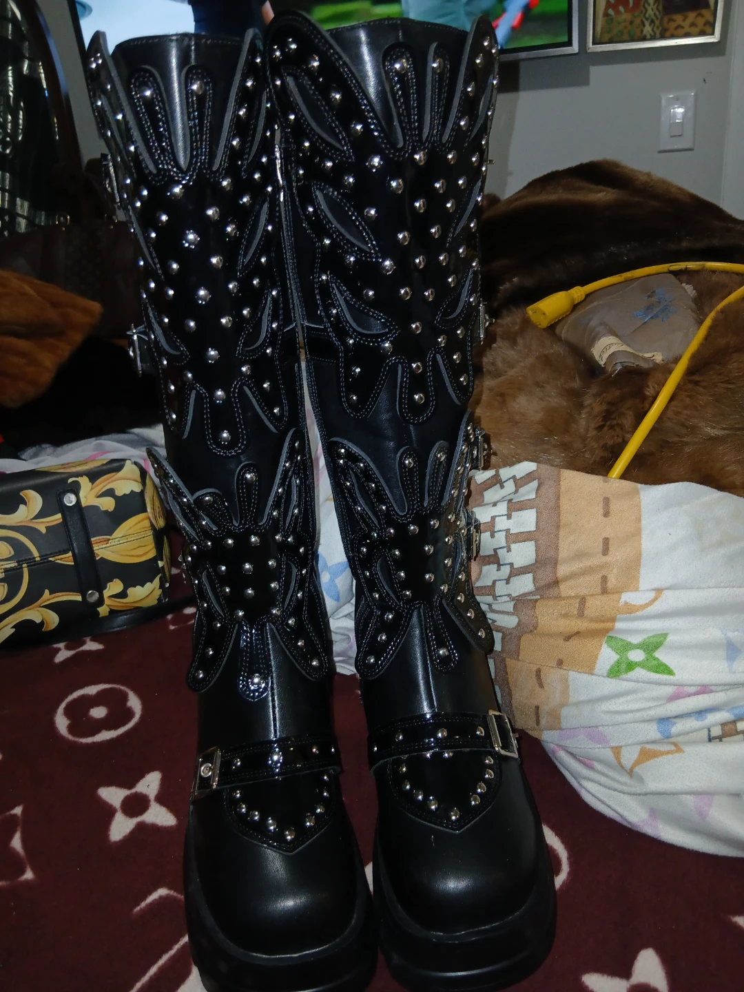 Black Studded Platform Boots