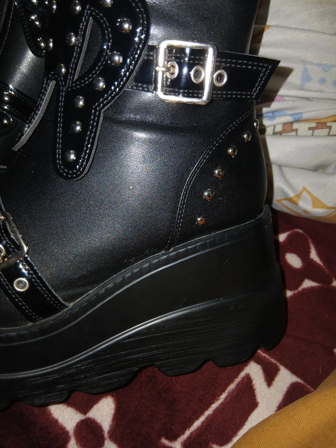 Black Studded Platform Boots - photo 4