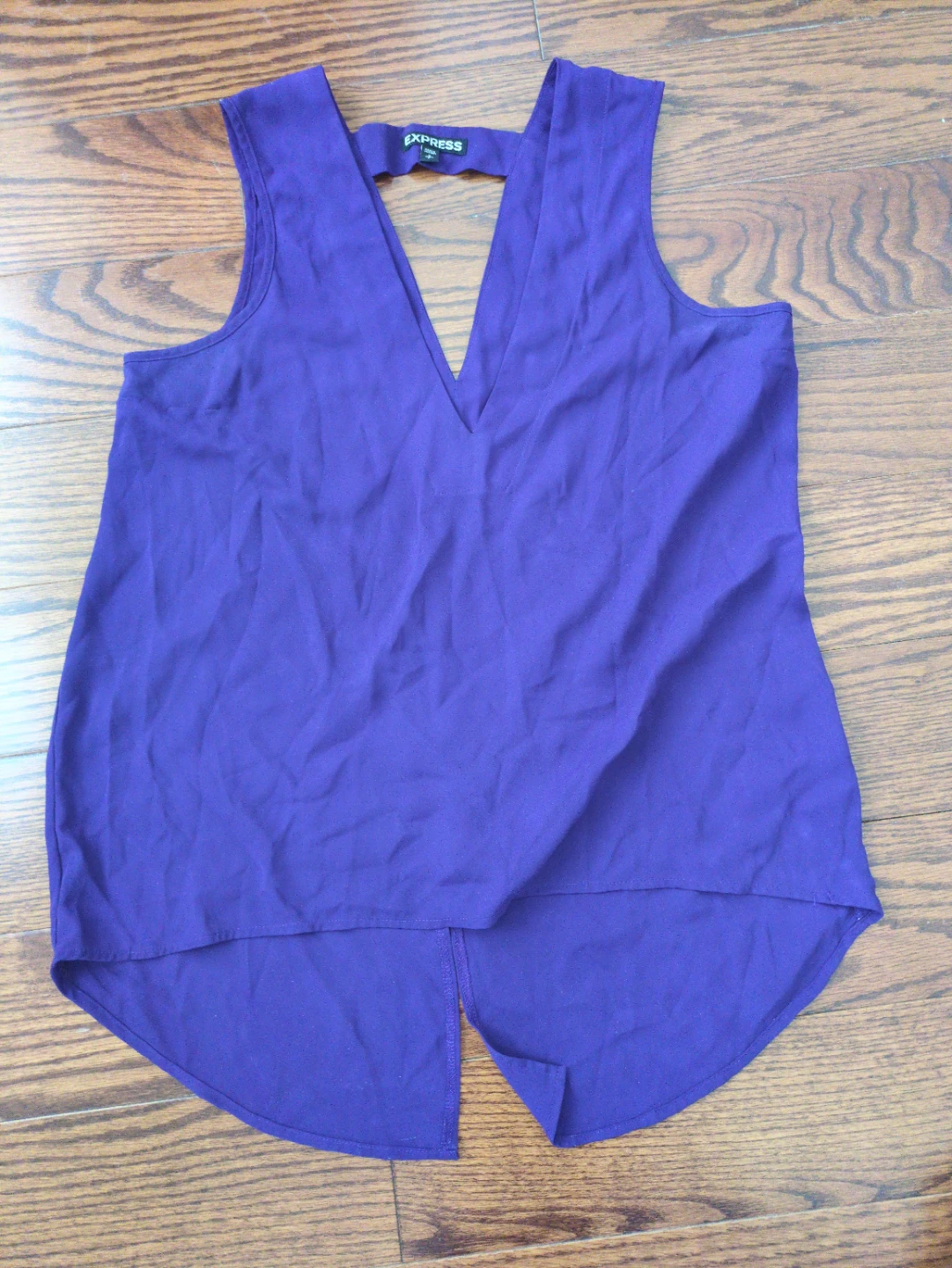 Express Purple V-Neck Sleeveless Top Size S