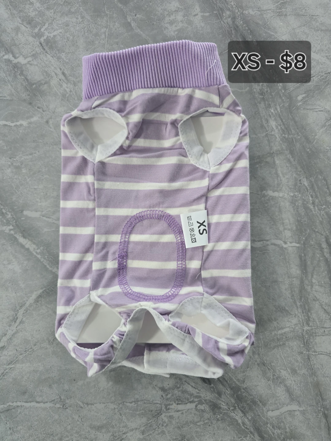 XS Dog Recovery Suit - Purple & White Stripes - photo 2