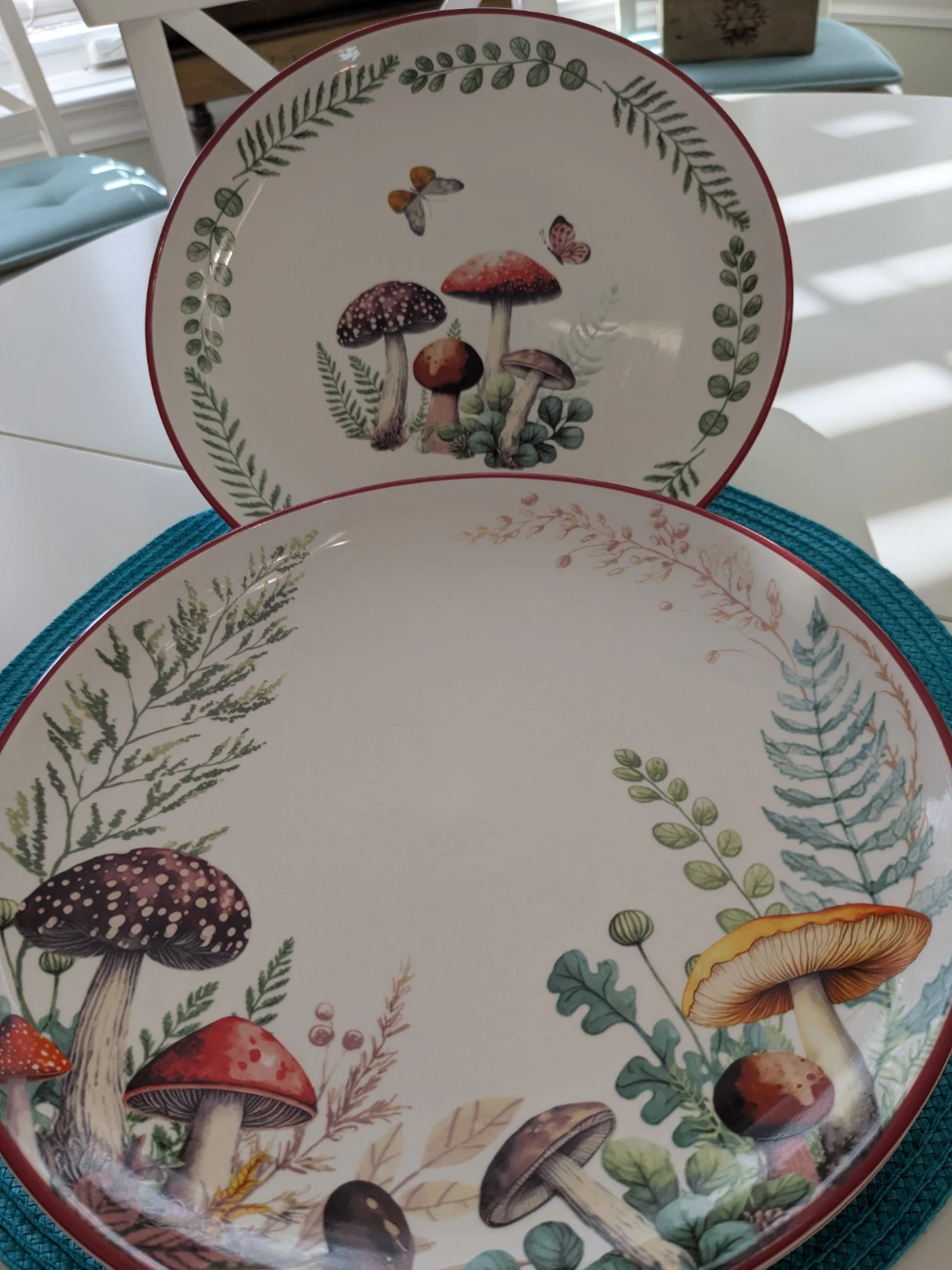 Mushroom Themed Dinner Plates Stoneware