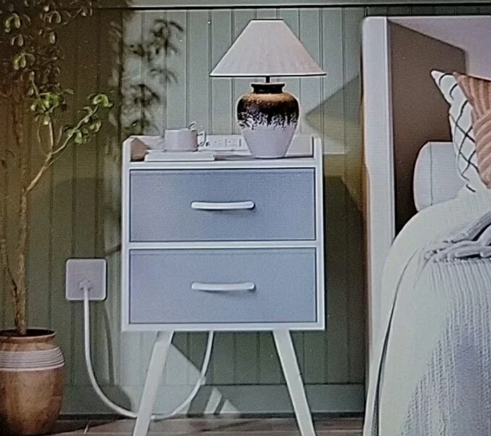 🥕Pair of Huuger Nightstands with Drawer and Charging Station