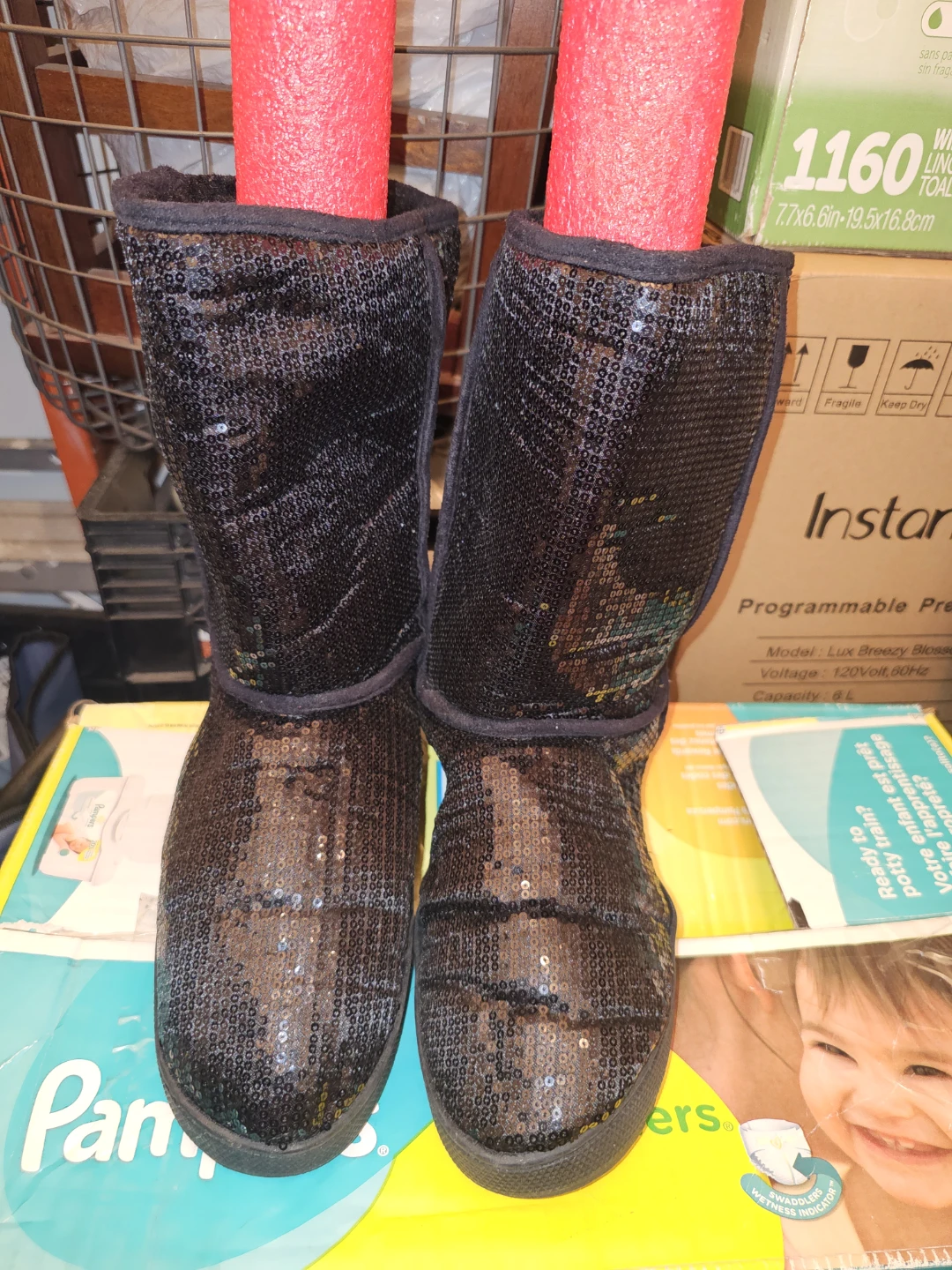 Black Sequin Boots
