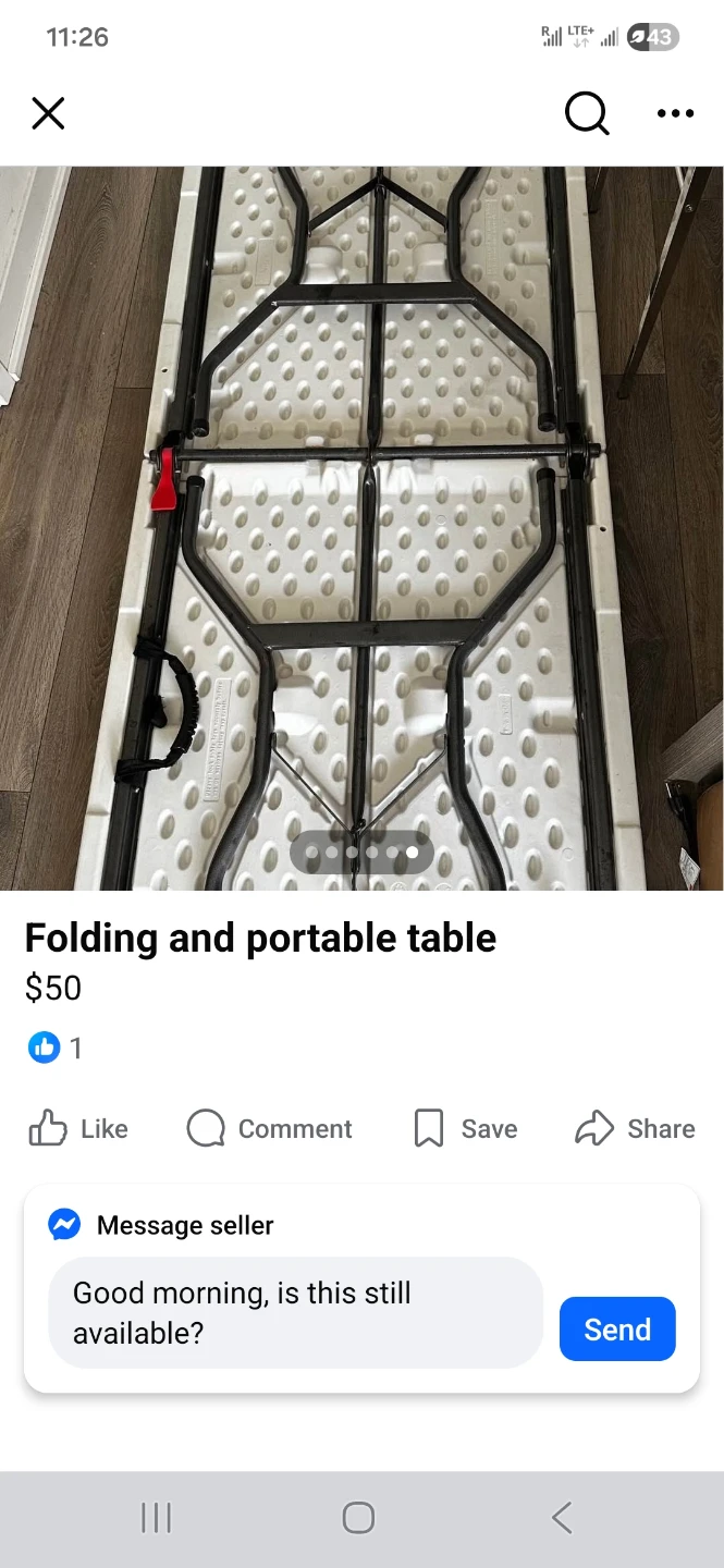 Folding and portable table 6 ft - photo 2