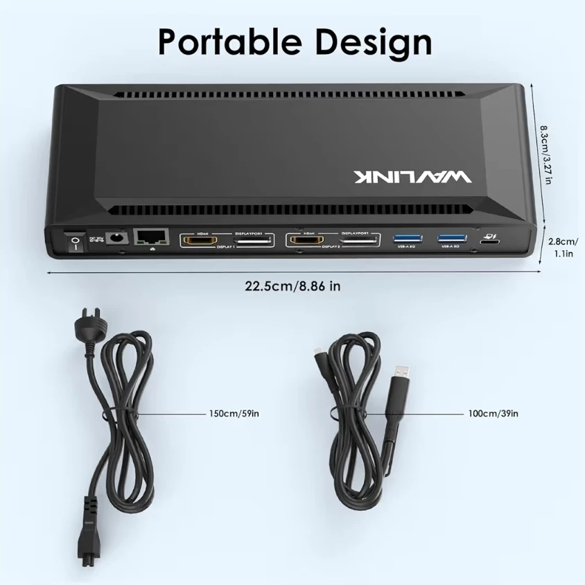 WAVLINK Laptop Docking Station Dual 4K@60Hz(2 HDMI+2DP