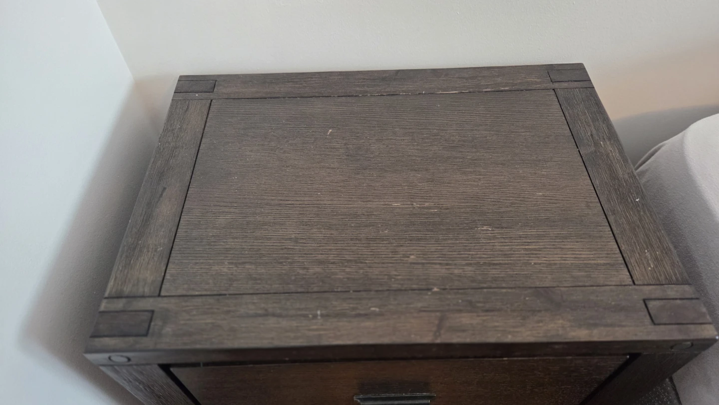 Dark Wood 2-Drawer Nightstand - photo 3