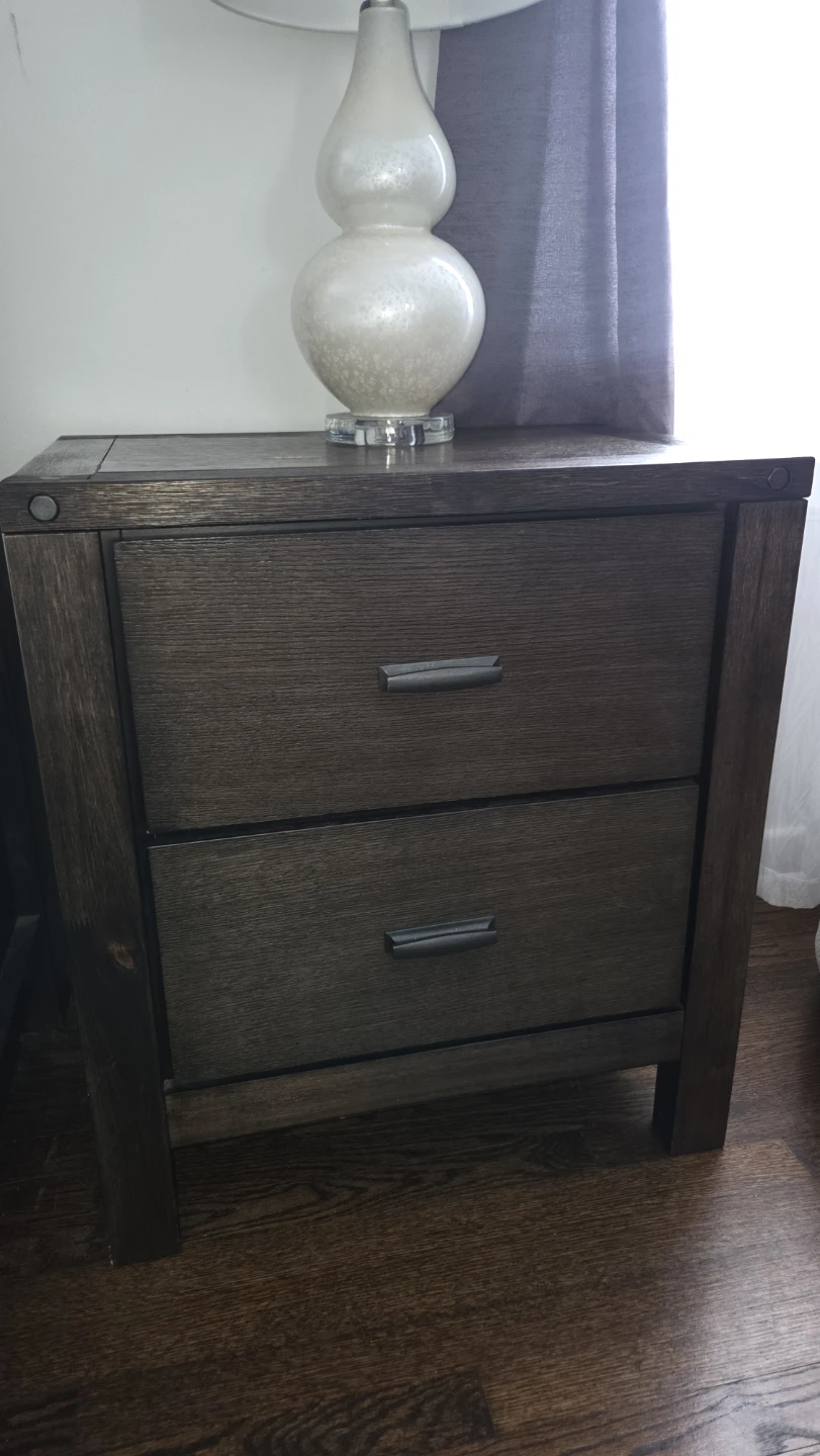 Dark Wood 2-Drawer Nightstand