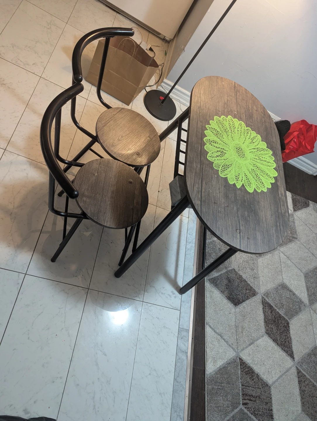 Compact Dining Set with Table and Two Chairs