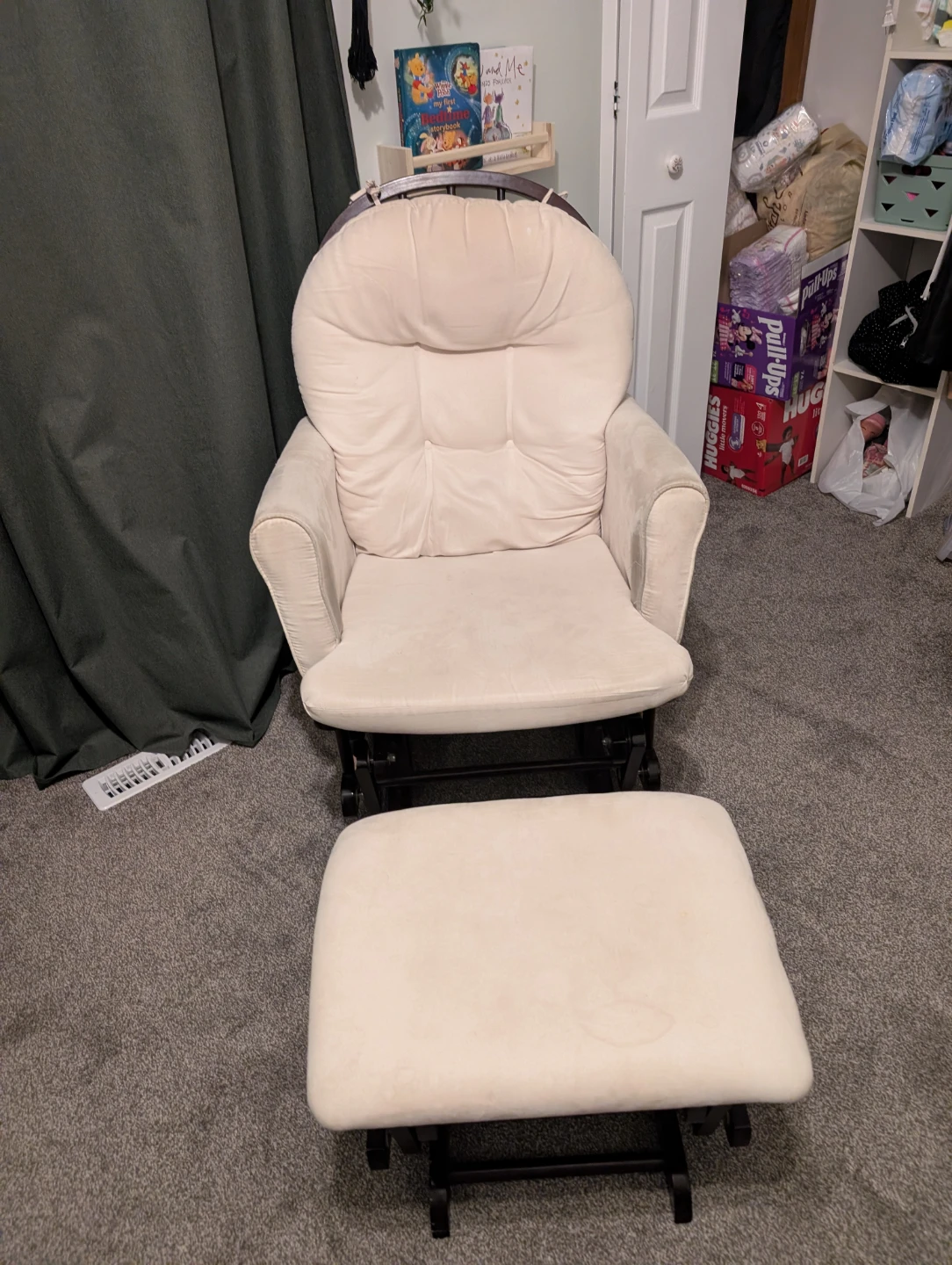 Glider Rocking Chair with Ottoman - Beige