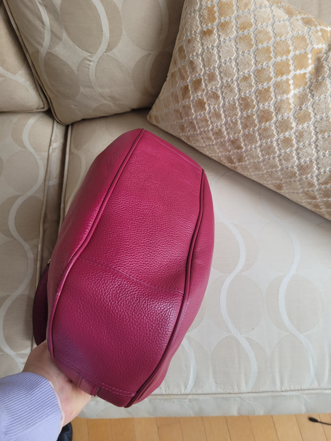 Authentic Coach Leather Hobo Shoulder Bag - Raspberry - photo 4