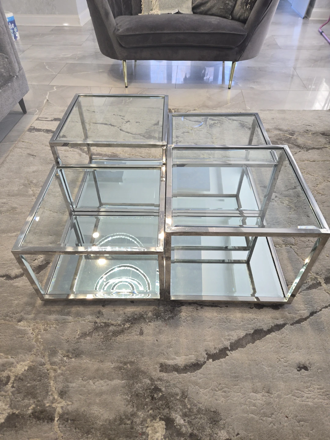 Glass Top Coffee Tables set of 4