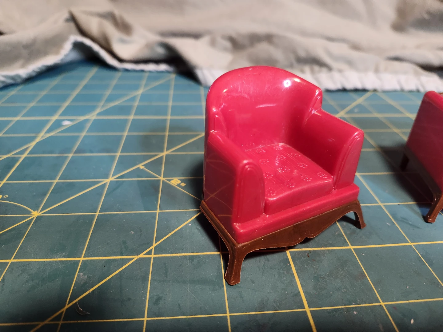 Vintage Red Dollhouse Furniture Set - Desk, Sofa, Piano, Chair - photo 5