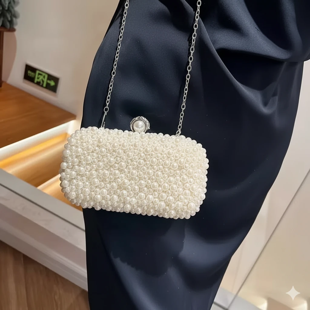 Pearl Beaded Clutch Bag with Chain $60 - photo 2