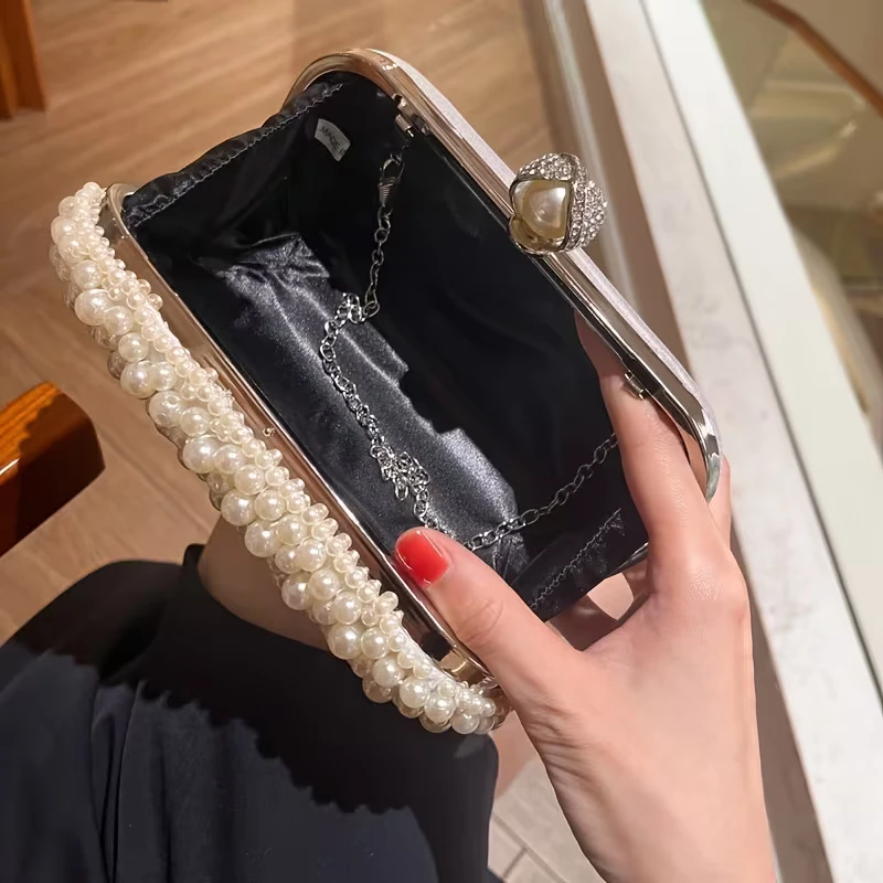 Pearl Beaded Clutch Bag with Chain $60 - photo 4