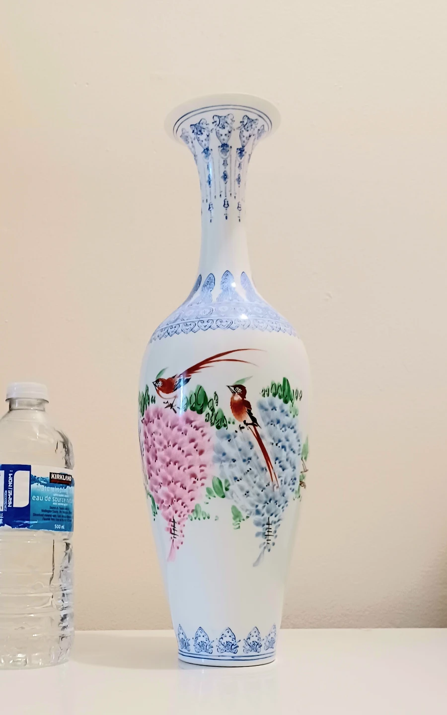 Vtg Tall Handcrafted Eggshell Porcelain Chinese Vase