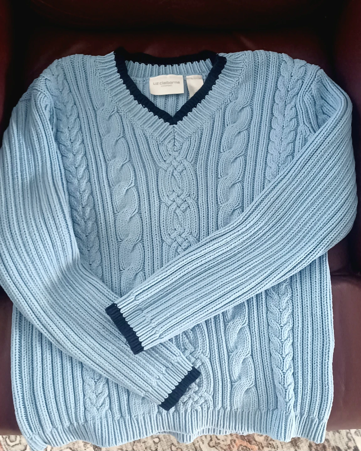 Liz Claiborne Light Blue Cable Knit Sweater