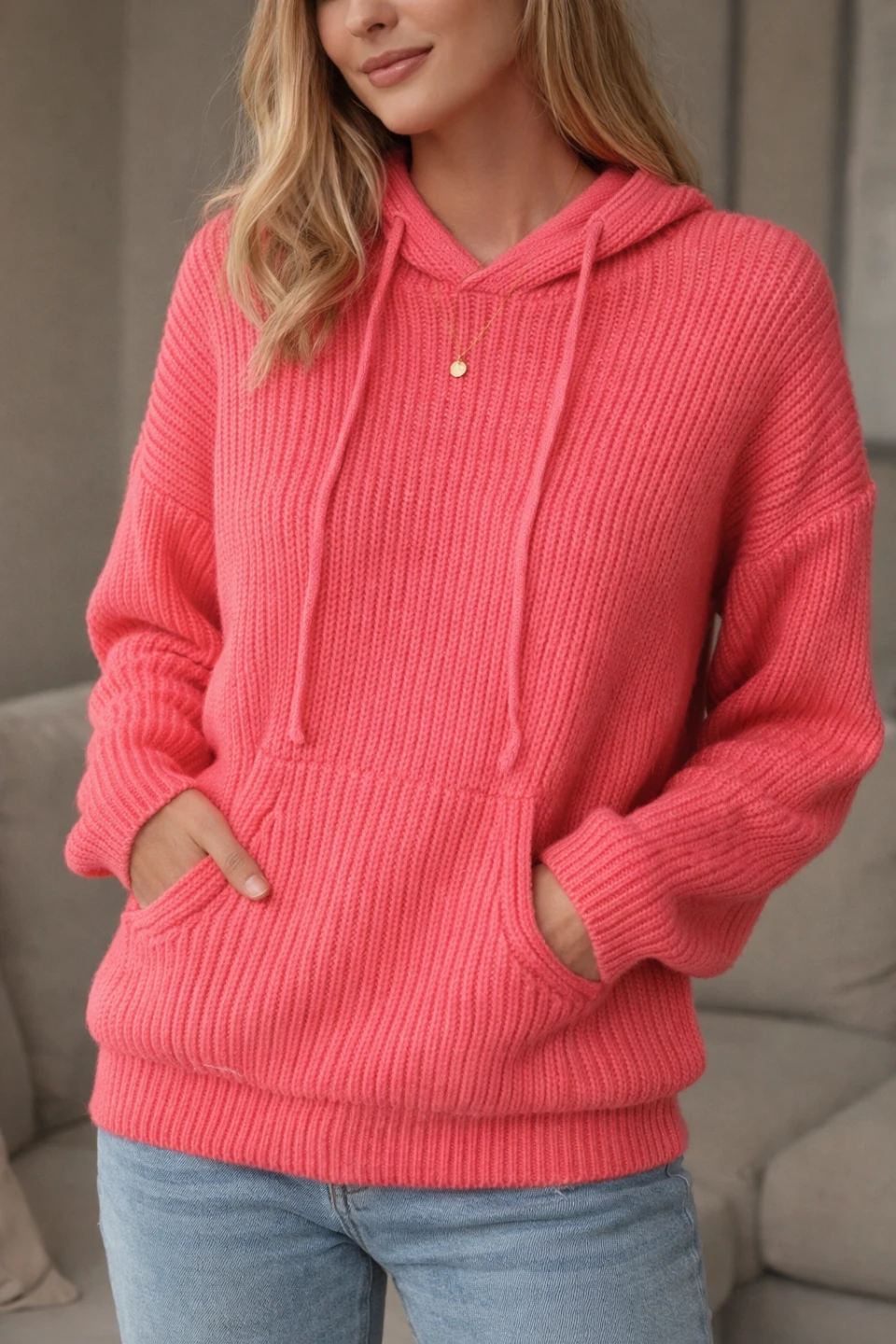 Coral Knit Hoodie - Size Small