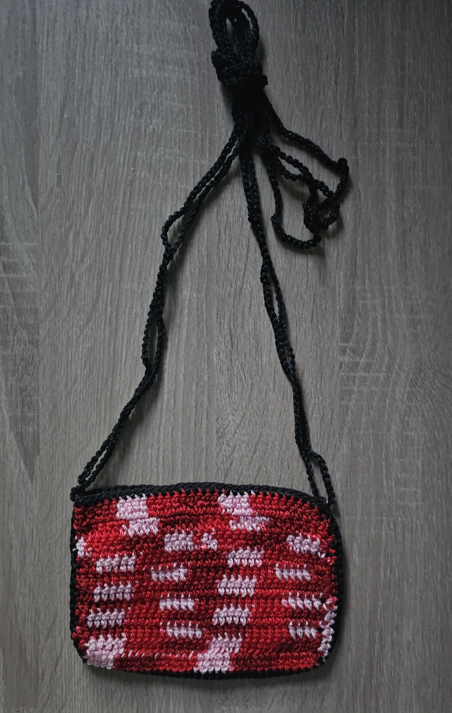 Crocheted Red & Pink Floral Small Bag - photo 2