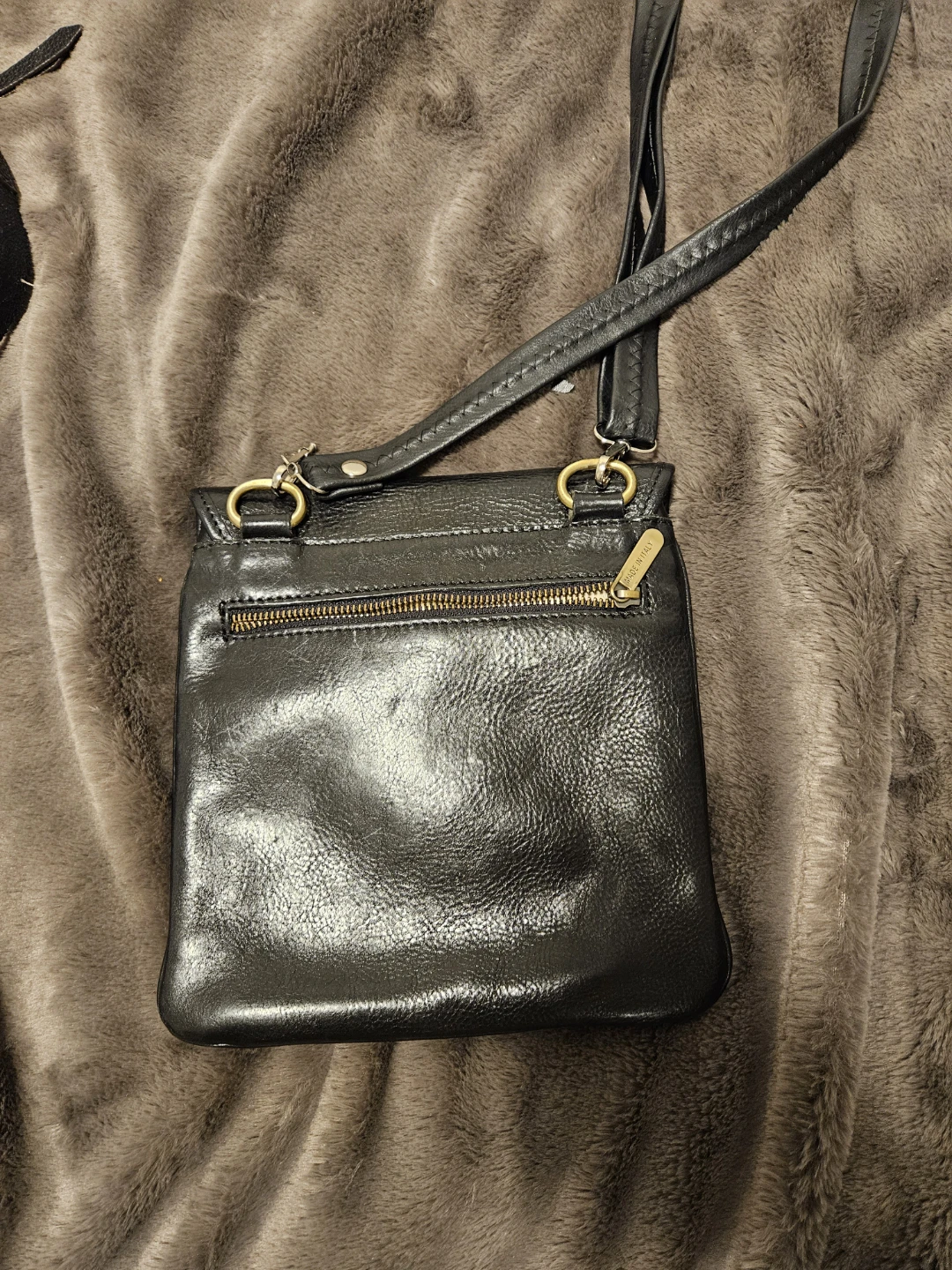Genuine Leather Black Crossbody Bag - Made in Italy