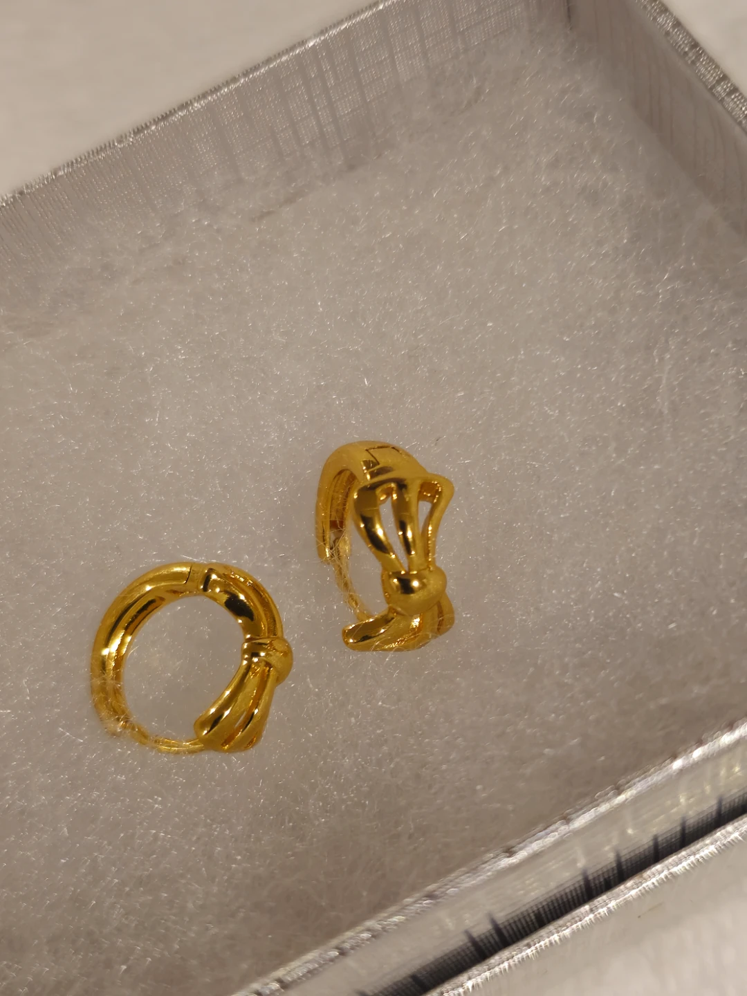 Gold Plated Bow Huggie  Earrings