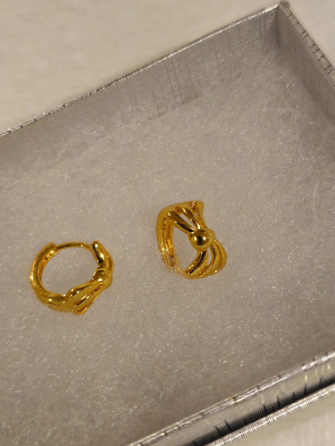Gold Plated Bow Huggie  Earrings - photo 2