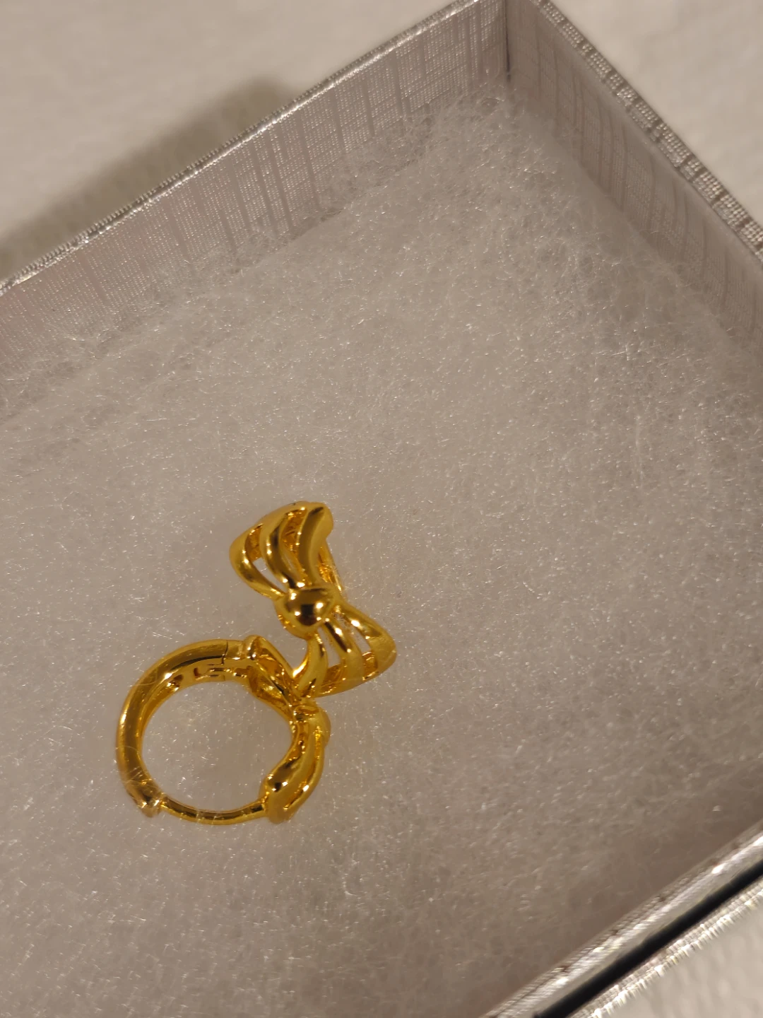 Gold Plated Bow Huggie  Earrings - photo 3