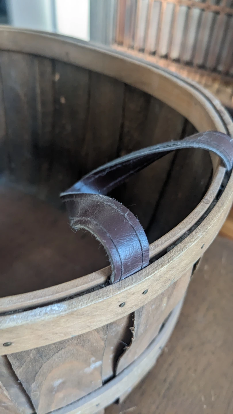 Wooden Basket with Leather Handles - photo 5