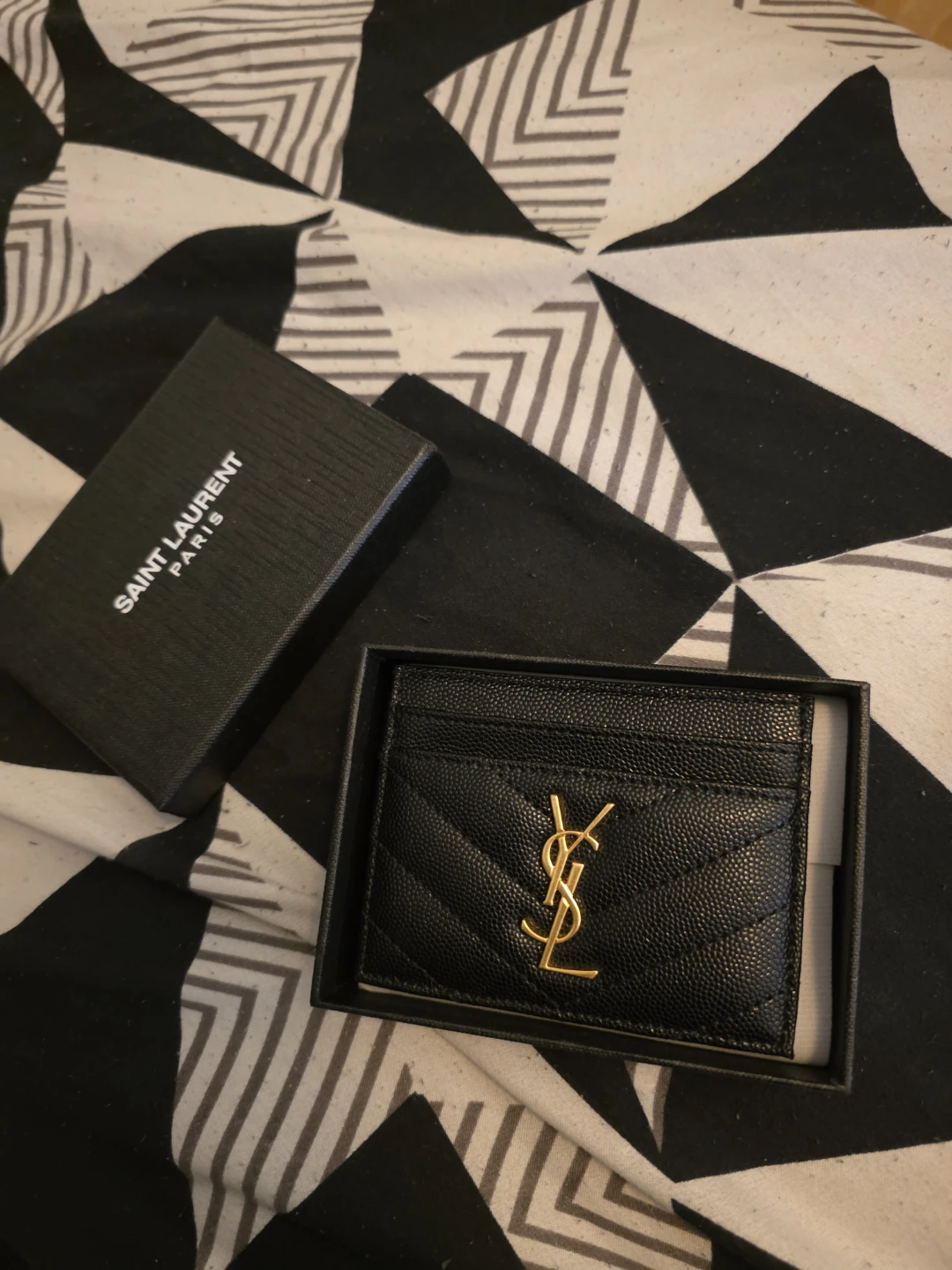 Saint Laurent Black Quilted Leather Card Holder