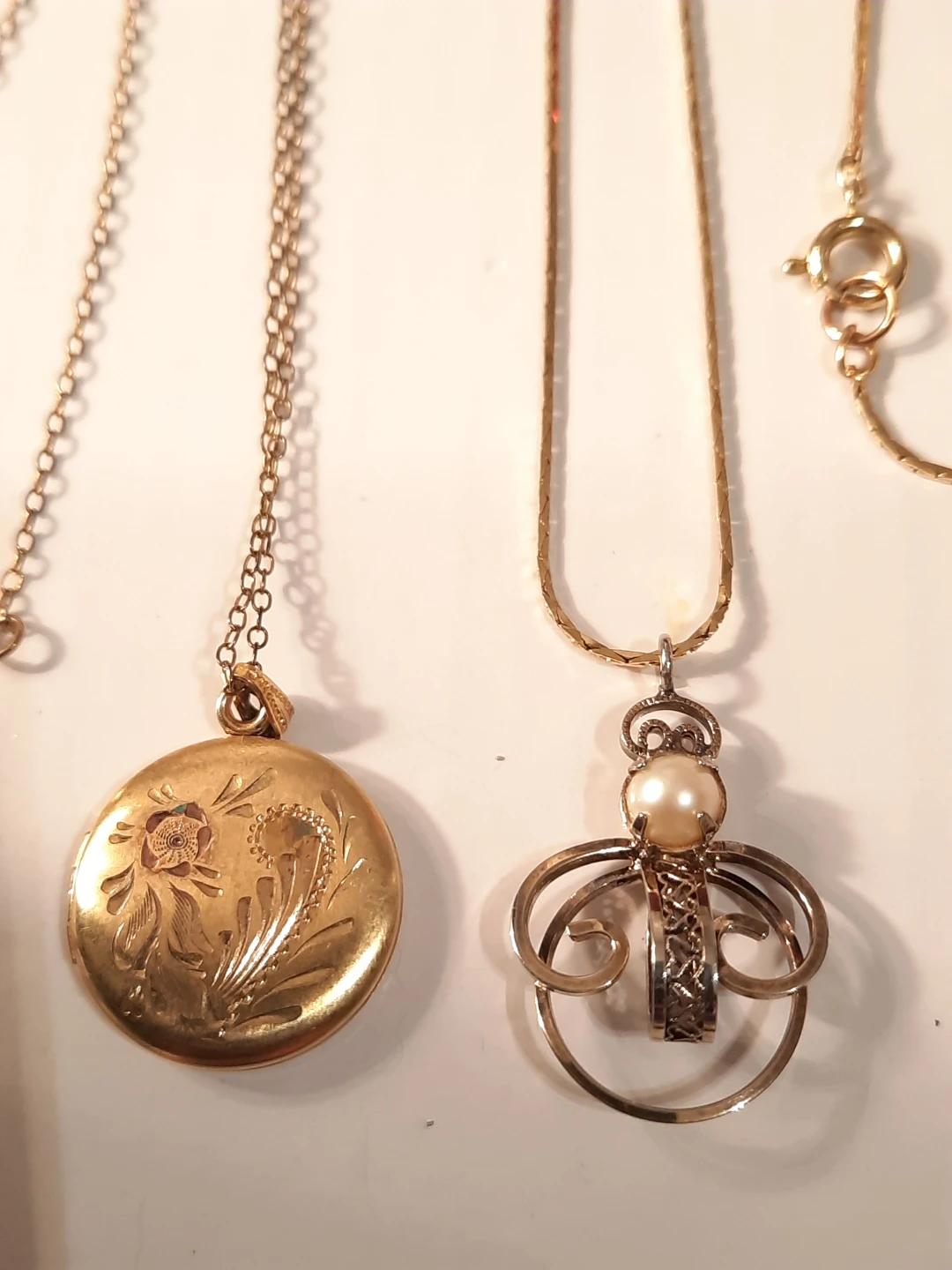 Vintage 12k pendant on chain and gold plate pendant with chain