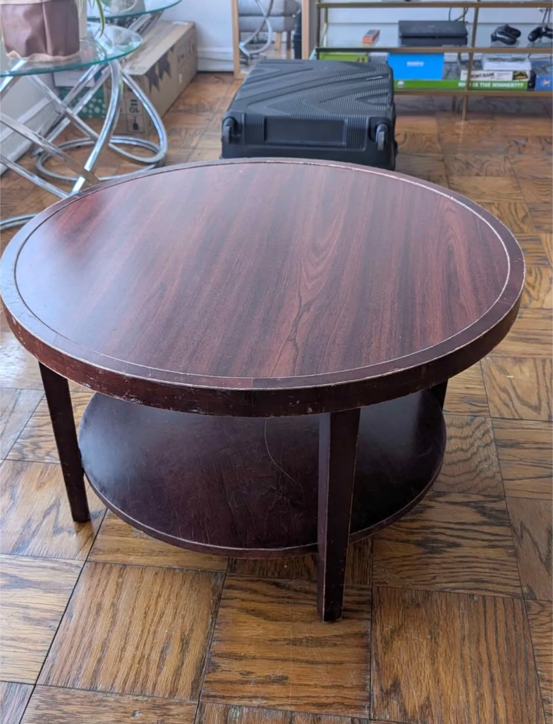Round Coffee Table - Dark Wood Finish - photo 2