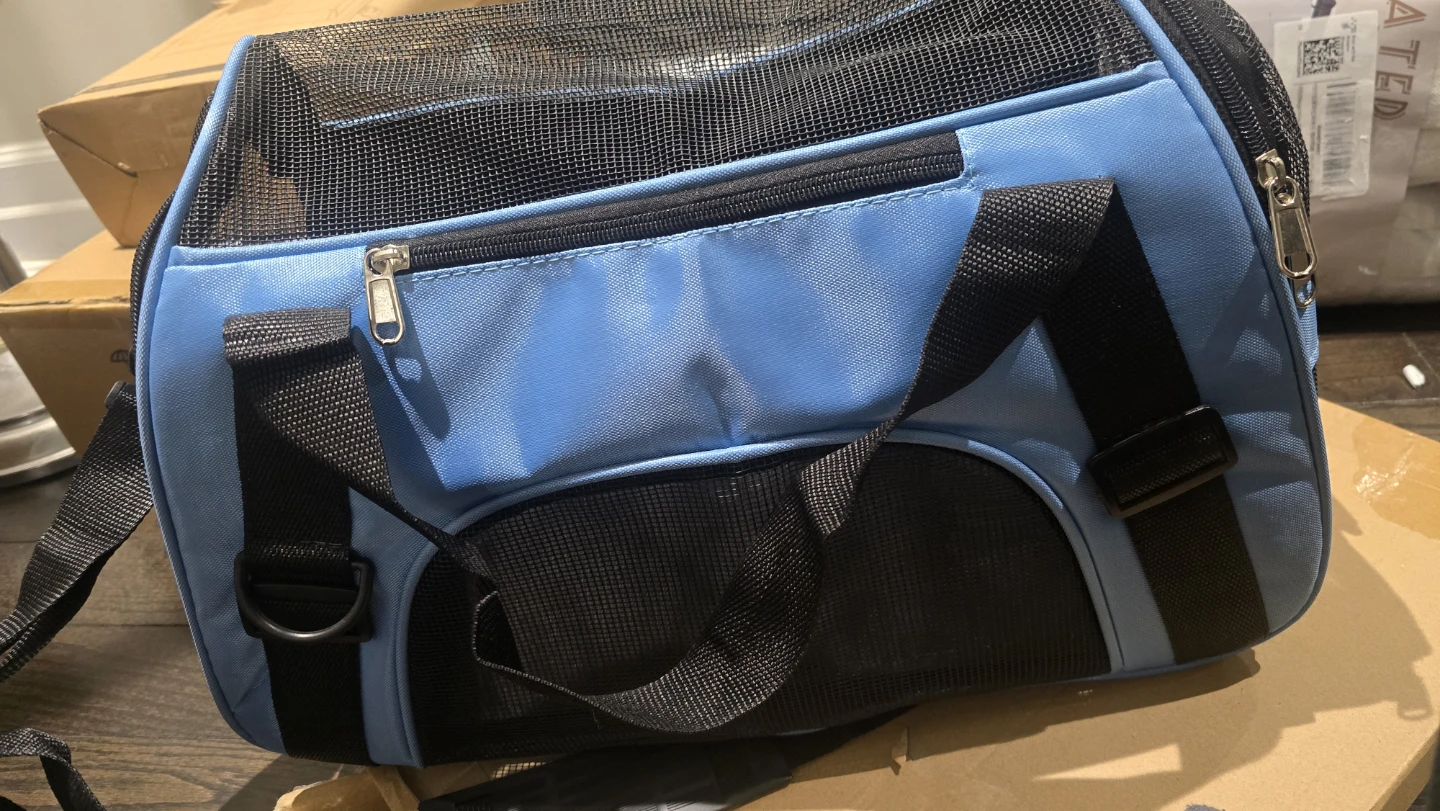 Portable Mesh Pet Carrier Bag - Blue, Large - photo 4