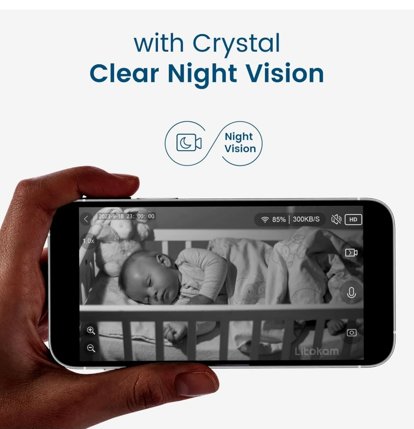 Litokam Baby Monitor with Night Vision and 2-Way Audio - photo 3