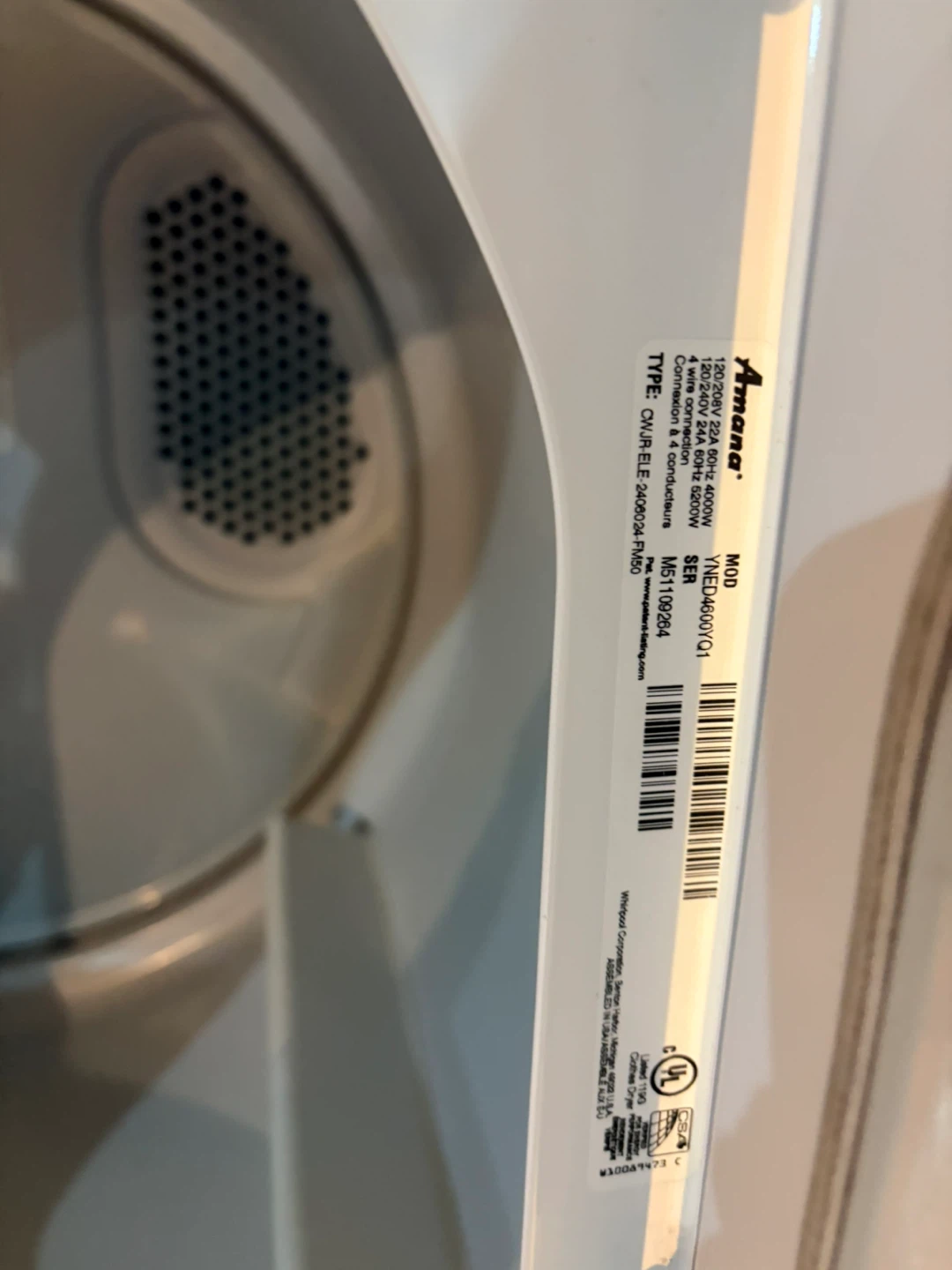 Amana Electric Dryer - Model TDE0406001Q - photo 4