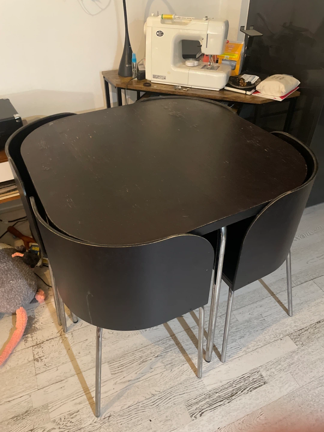 Dining Table with 4 Chairs - Black