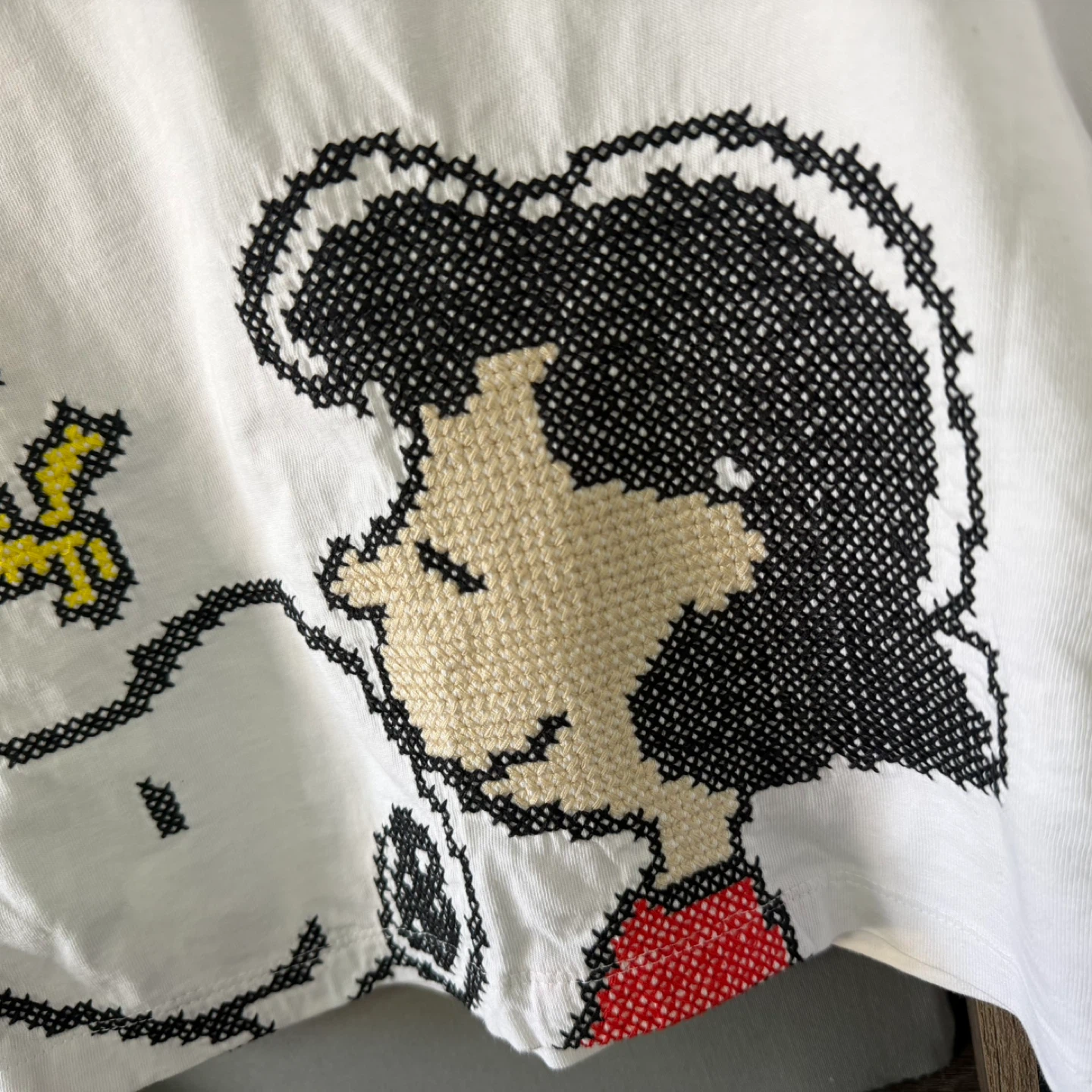 ZARA PEANUTS shirt small women’s cross stitch embroidery snoopy - photo 5