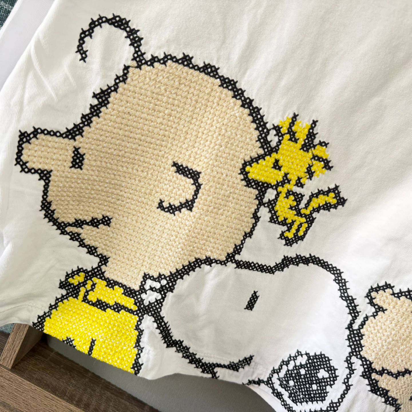 ZARA PEANUTS shirt small women’s cross stitch embroidery snoopy - photo 4