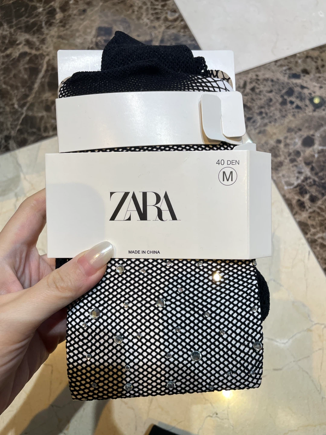 Zara Rhinestone Fishnet Stockings - Size M
