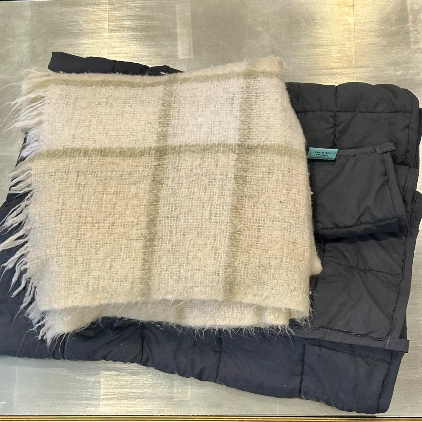 Weighted Blanket & Beige Throw Blanket Bundle