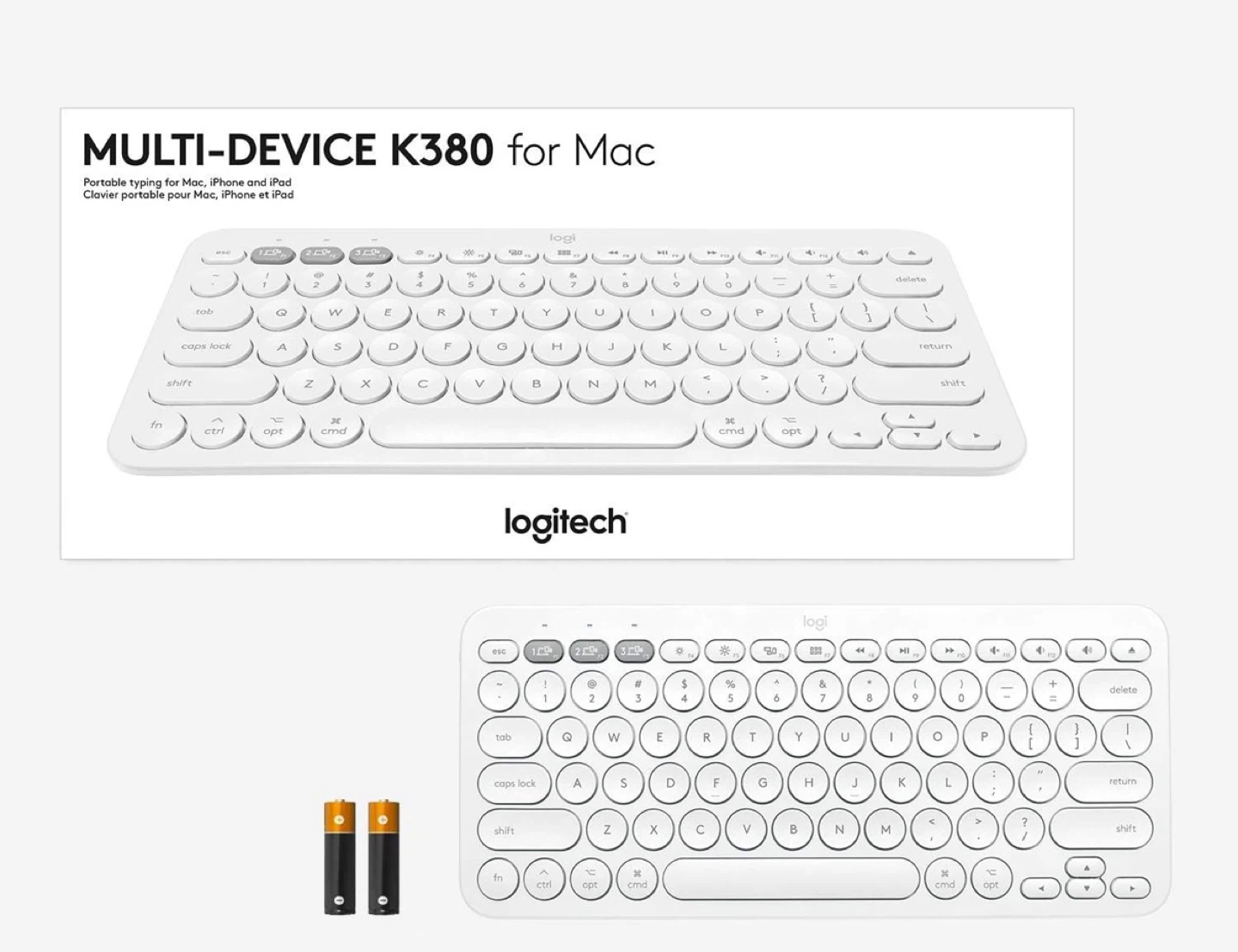 Logitech K380 Multi-Device Bluetooth Keyboard for Mac - White