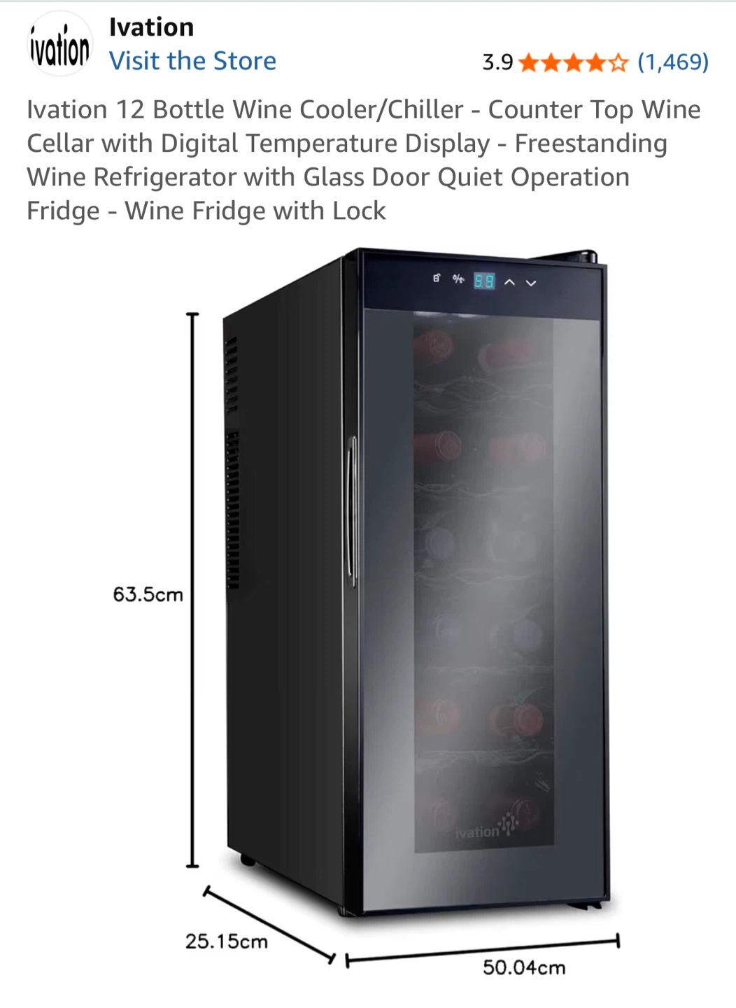 Ivation 12 Bottle Wine Cooler/Chiller