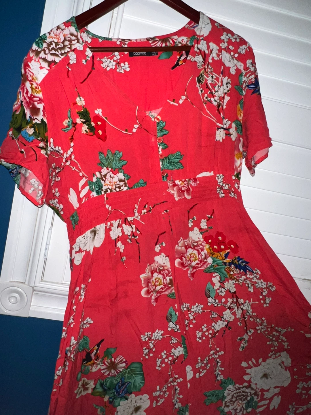Boohoo Red Floral Dress - Size US 12 - photo 2